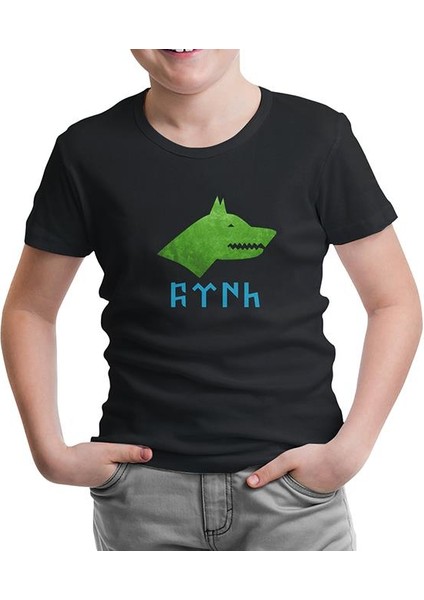 Lordd T-Shirt Lorddd T-Shirt T-Shirt Türk Kurt 2 Siyah Çocuk Tshirt