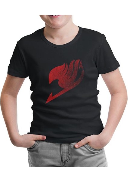 Lordd T-Shirt Lorddd T-Shirt T-Shirt Fairy Tail - Logo 2 Siyah Çocuk Tshirt