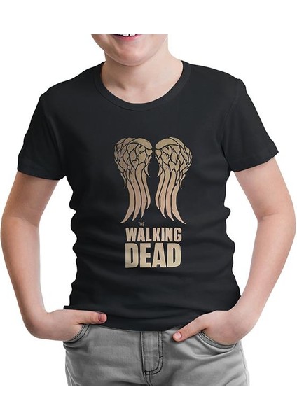 Lordd T-Shirt Lorddd T-Shirt T-Shirt The Walking Dead - Wings Siyah Çocuk Tshirt