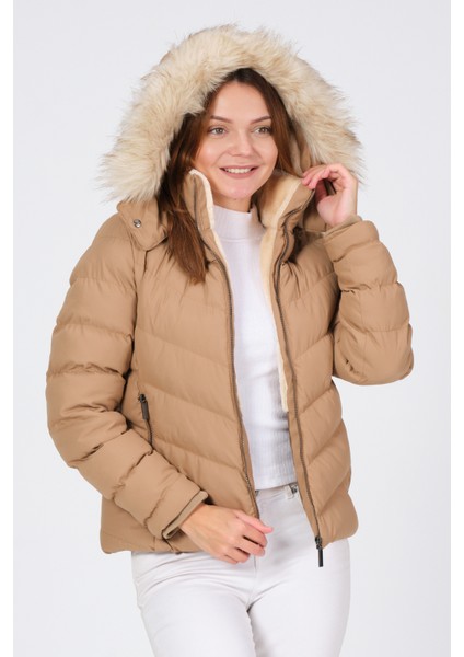 BESTE KADIN MONT BESTE Çıkabilir Kapüşonlu Kürk Astarlı Şişme Kadın Mont indirimleri