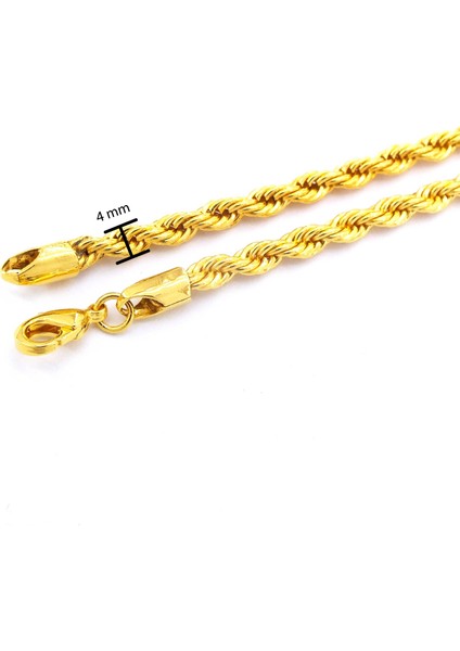 Altın Kaplama 4mm Kalınlık Burgu Zincir