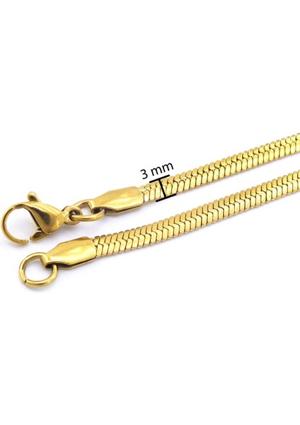 Altın Kaplama Balık Sırtı Unisex Zincir 3 mm