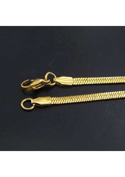 Altın Kaplama Balık Sırtı Unisex Zincir 3 mm