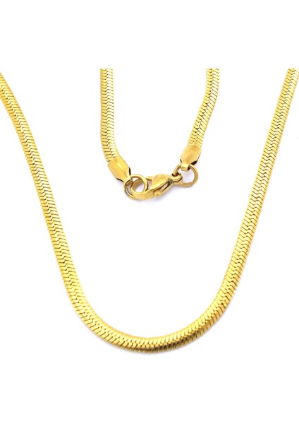 Altın Kaplama Balık Sırtı Unisex Zincir 3 mm
