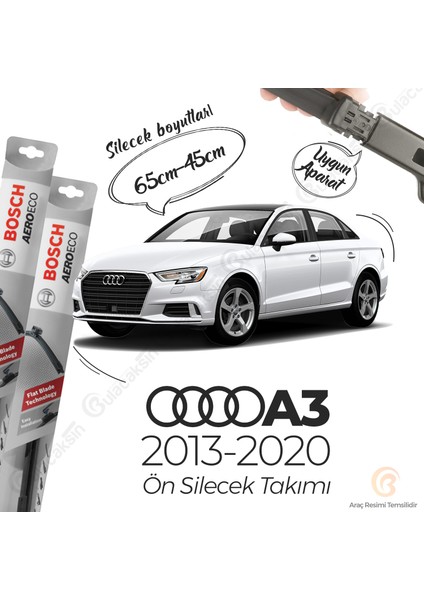 Audi A3 Muz Silecek Takımı (2013-2020) Bosch Aeroeco