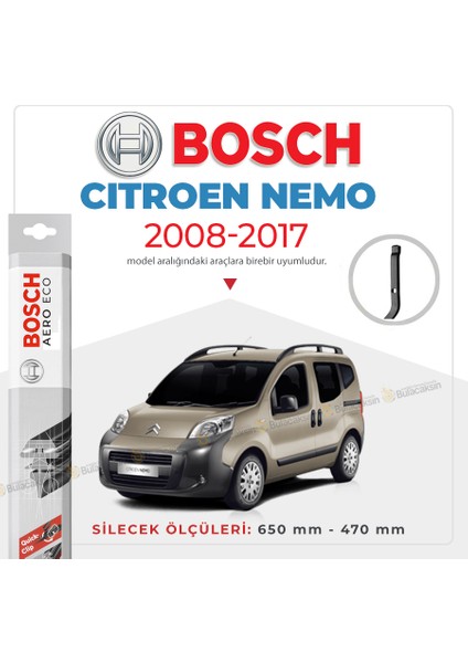 Citroen Nemo Muz Silecek Takımı (2008-2017) Bosch Aeroeco