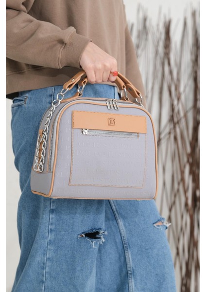 Kadın Just Polo Gofraj Baskılı Jilet Motifli Fermuar Uçları Vegan Omuz Çantası fiyatları