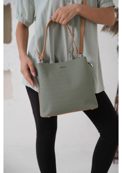 Kadın Kiremit Taba Just Polo Gofraj Baskılı Vegan Omuz ve El Çantası