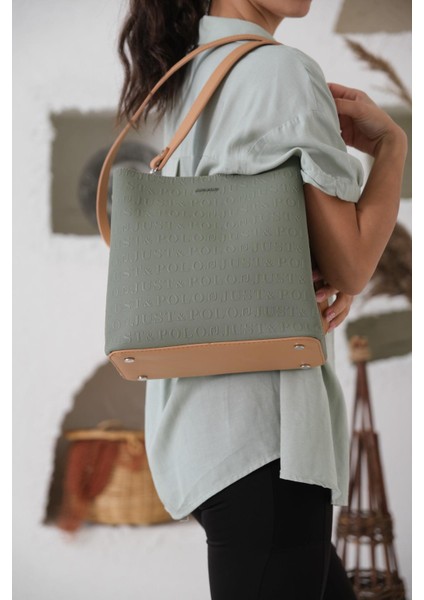 Kadın Kiremit Taba Just Polo Gofraj Baskılı Vegan Omuz ve El Çantası modelleri