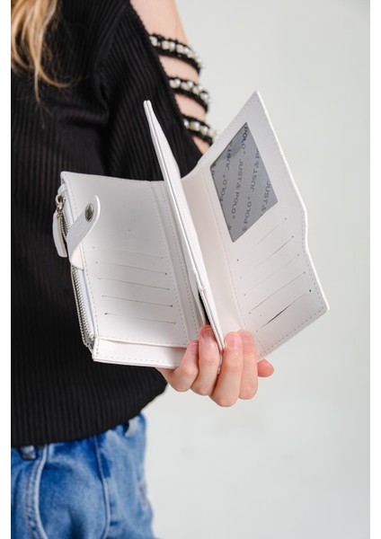 Kadın 20 Kart Kapasiteli Gofraj Baskılı Çıtçıt ve Fermuar Kapama Kartlık Cüzdan fiyatları