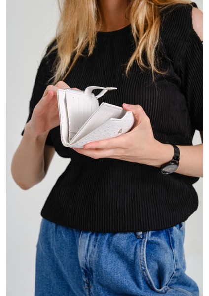 Kadın 20 Kart Kapasiteli Gofraj Baskılı Çıtçıt ve Fermuar Kapama Kartlık Cüzdan fırsatları