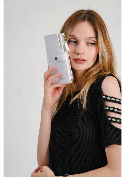 Kadın 20 Kart Kapasiteli Gofraj Baskılı Çıtçıt ve Fermuar Kapama Kartlık Cüzdan indirimleri