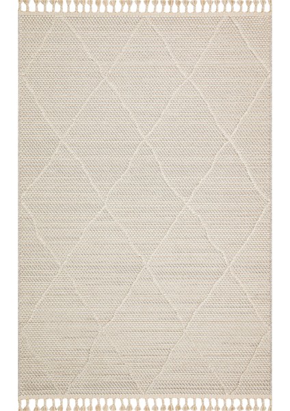 Mikasa Mks 03 Beyaz Bej Yumuşak Dokulu Halı Kilim Salon Koridor Yolluk Dokuma Makine Halısı