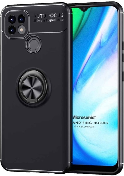 Realme C25S Kılıf Kickstand Ring Holder Siyah