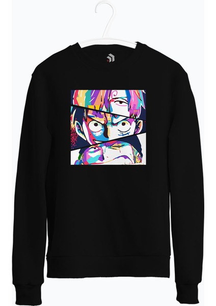 Karikatür Store Sanji Luffy Zoro Anime Baskılı Sweatshirt