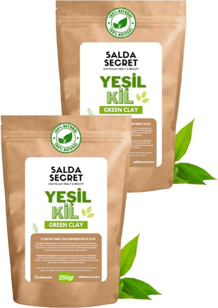Yeşil Kil Doğal Yüz Maskesi 250 gr x 2 Adet Toz - Kil Maskesi - Indian Healing Clay