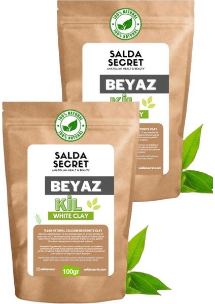 Beyaz Kil Doğal Yüz Maskesi 100 gr X2 Adet Toz - Kil Maskesi - Healing Clay