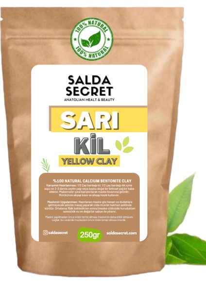Sarı Kil Doğal Yüz Maskesi 250 gr Toz - Kil Maskesi - Indian Healing Clay