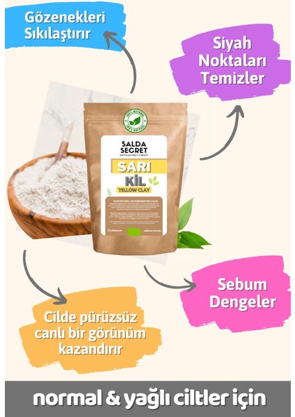 Sarı Kil Doğal Yüz Maskesi 250 gr x 2 Adet Toz - Kil Maskesi - Indian Healing Clay modelleri