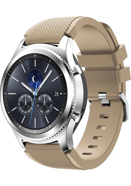 Haylou Solar LS05 Uyumlu Klasik Çizgi Desenli 22MM Silikon Kordon Açık Kahve indirimleri