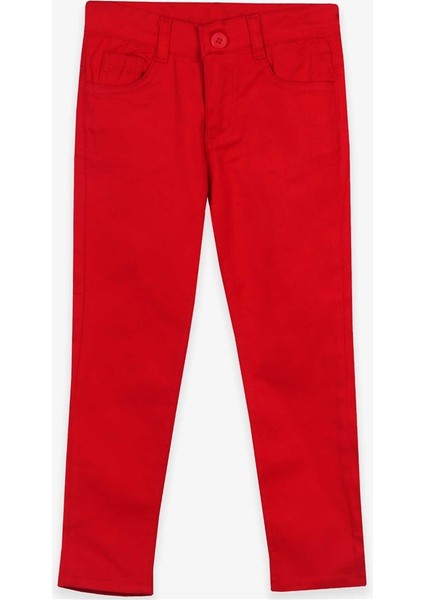 Erkek Çocuk Gabardin Pantolon Kirmizi Soft Giyim (8-14 Yaş)
