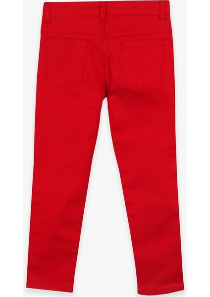 Erkek Çocuk Gabardin Pantolon Kirmizi Soft Giyim (8-14 Yaş)