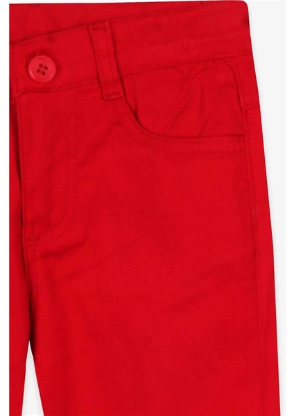 Erkek Çocuk Gabardin Pantolon Kirmizi Soft Giyim (8-14 Yaş)