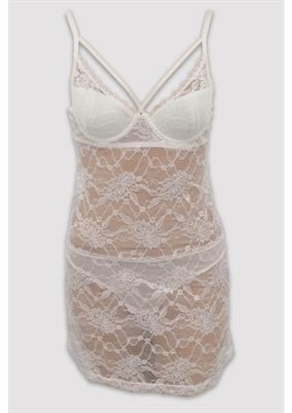 4661 Gemma Dantelli Gecelik Takımı