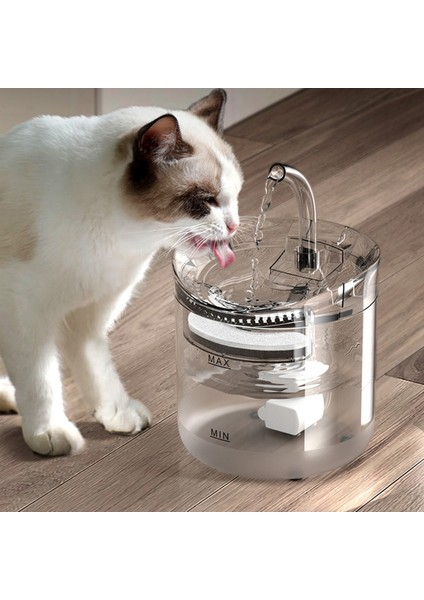 2L Sessiz Otomatik Indüksiyon Kedi/Köpek Su Çeşmesi - Şeffaf (Yurt Dışından)