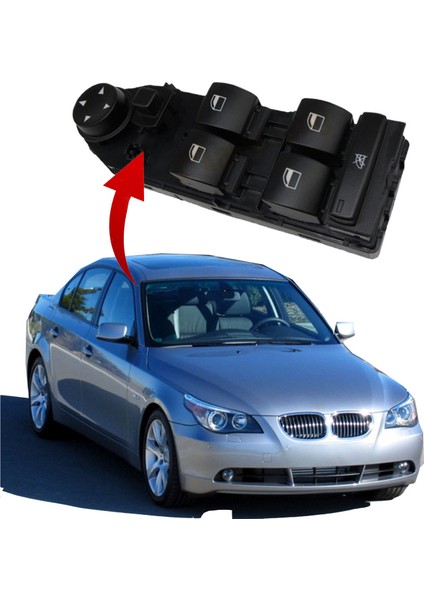 Bmw E60 Sol Dörtlü Cam Düğmesi Anahtarı 2004--2009 Ayna Katlaması