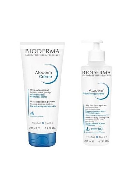 Atoderm Cream Tube 200 Ml+Bioderma Atoderm Intensive Gel-Creme 200 ml