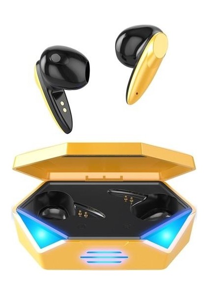 Oyuncu Kulaklığı Kablosuz Kulakiçi Rgb Işıklı Çift Mikrofonlu 3 Modlu Bluetooth 5.2 TG-G20 Sarı