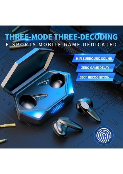 Oyuncu Kulaklığı Kablosuz Kulakiçi Rgb Işıklı Çift Mikrofonlu 3 Modlu Bluetooth 5.2 TG-G20 Sarı