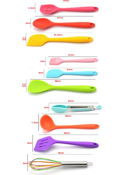 10 Adet Pişirme Spatula Kaşık Aracı Yapışmaz Tencere Silikon Mutfak Seti (Yurt Dışından) fiyatları
