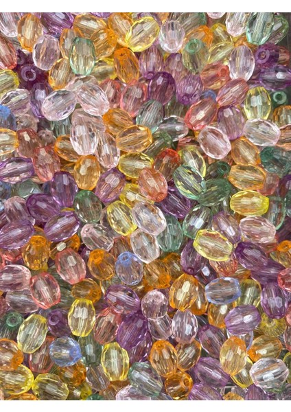 25 gr Karışık Pastel Renkli 10X8MM Akrilik Fıçı, Badem Model Boncuk (25GR, ~70 Adet) fiyatları