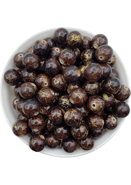 14MM Gold Damarlı Kahverengi Takı ve Çanta Yapım Boncuğu (100GR,~56 Adet) fiyatları