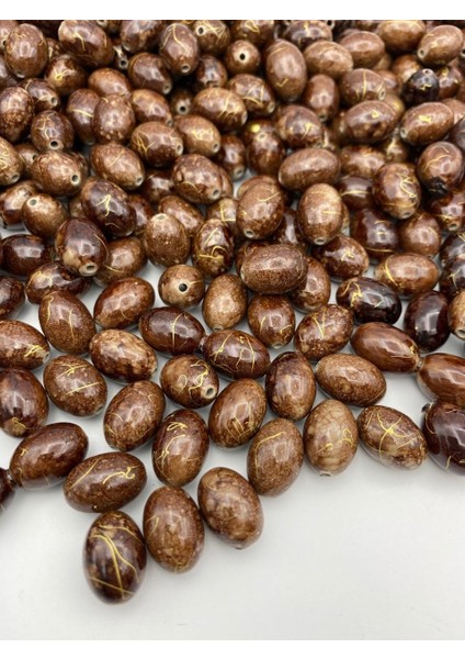 12X18MM Gold Damarlı Kahverengi Badem Model Takı ve Çanta Yapım Boncuğu (100GR,~60ADET) fiyatları