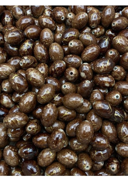 12X18MM Gold Damarlı Kahverengi Badem Model Takı ve Çanta Yapım Boncuğu (100GR,~60ADET) modelleri