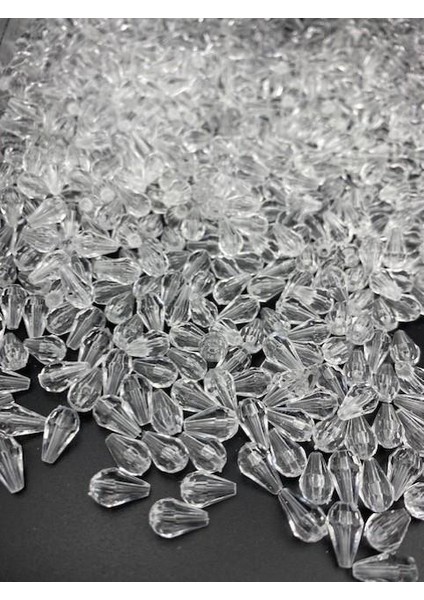 25 gr Şeffaf Damla Akrilik BONCUK,12X8MM Damla Model Boncuk (25GR, ~82 Adet)