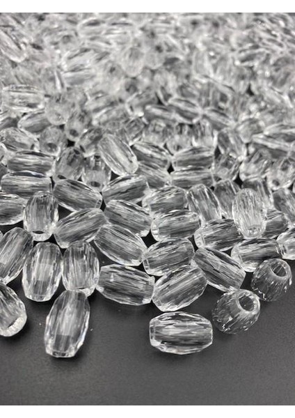 50 gr Şeffaf Renk Iri Delikli Akrilik FIÇI,10X16MM Badem Model Boncuk (50GR, ~50 Adet) fiyatları