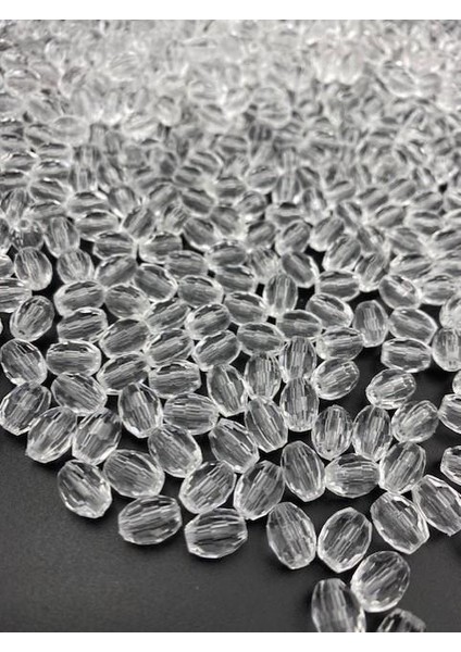 25 gr Şeffaf Renk 10X8MM Akrilik Fıçı, Badem Model Boncuk (25GR, ~70 Adet) fiyatları