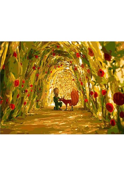 Küçük Prens ve Gül Bahçesi Sayılarla Boyama Seti 40X50 cm Tuvale Gerili