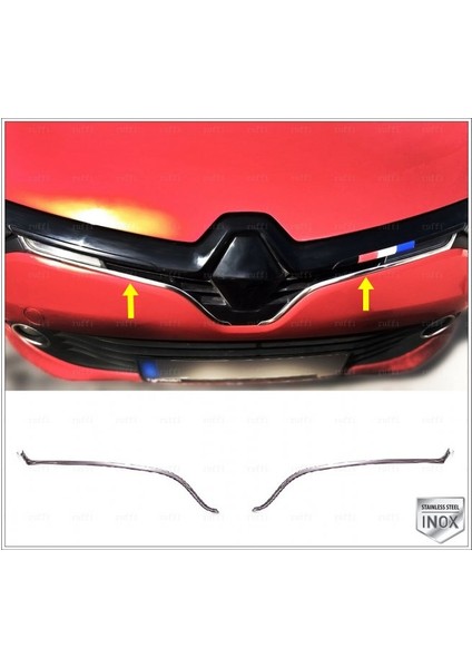 Renault Clio 4 Krom Ön Panjur Alt Çıta 2 Parça 2012-2019 Paslanmaz Çelik (HB) modelleri