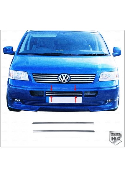 VW T5 Transporter Krom Alt Ön Panjur 2 Parça 2003-2010 Paslanmaz Çelik