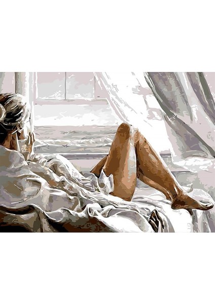 Sabah Edası Sayılarla Boyama Seti 40X50 cm Tuvale Gerili
