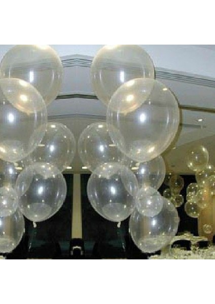 Transparan Şeffaf Düz Renk Sedefli Latex Balon 25 Adet