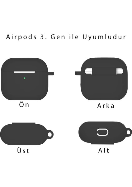 Apple AirPods 3. Nesil Silikon Koruyucu Askılı Kılıf Sarı