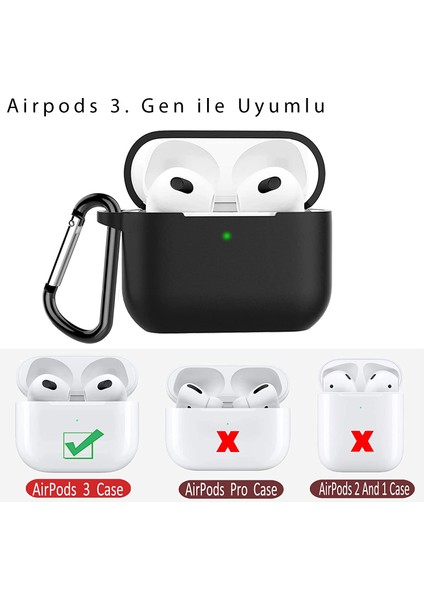 Apple AirPods 3. Nesil Silikon Koruyucu Askılı Kılıf Sarı