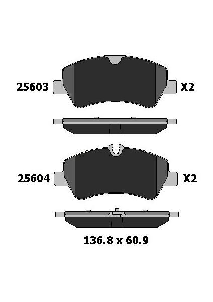 Arka Fren Balatası Ford Transit Tourneo Custom 25603 175 05 Msh KD20 Oem 03H17D03 1763916 1840037