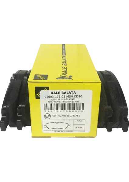 Arka Fren Balatası Ford Transit Tourneo Custom 25603 175 05 Msh KD20 Oem 03H17D03 1763916 1840037